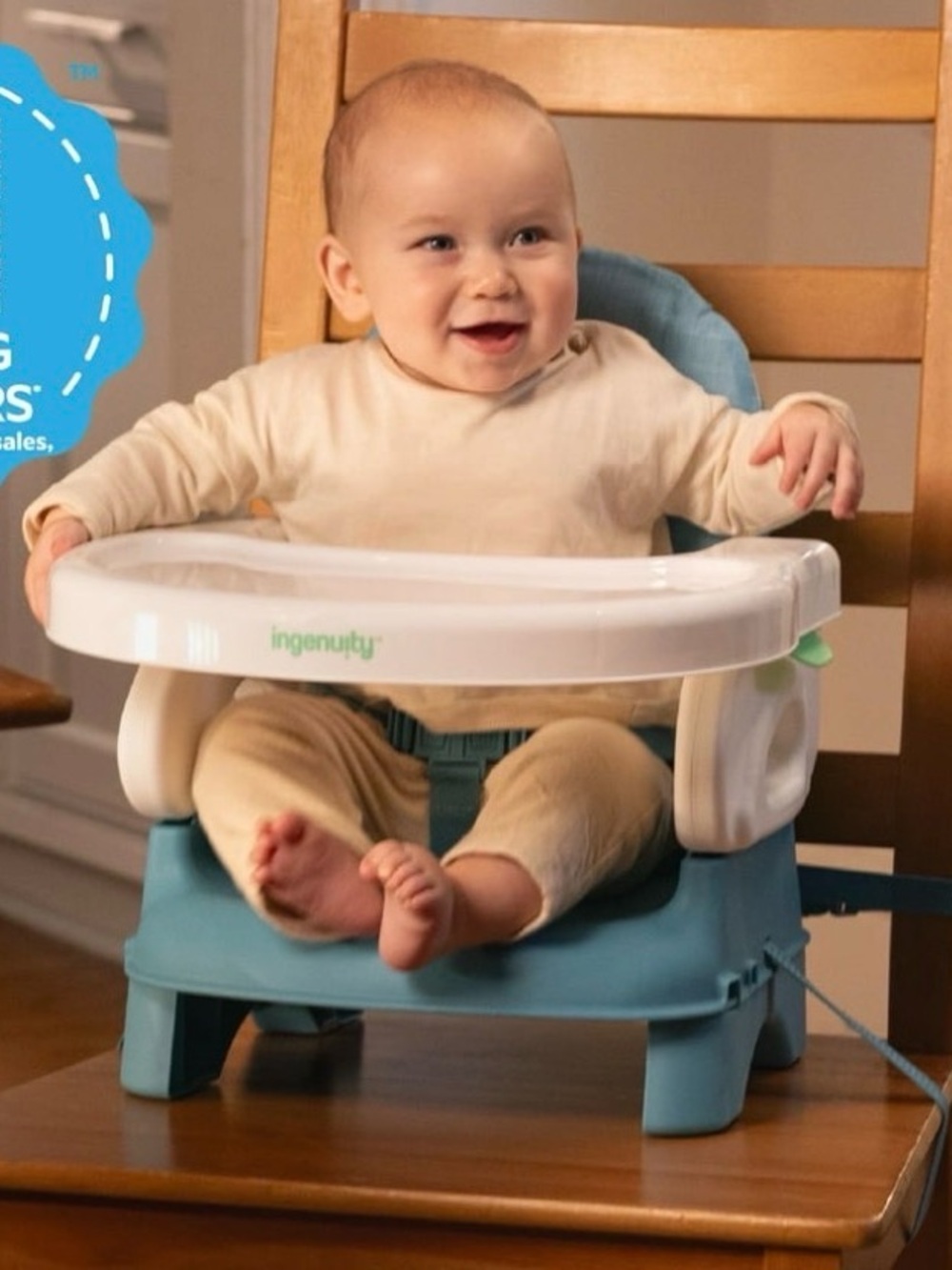 Ingenuity Blue Portable Booster Seat with White Tray